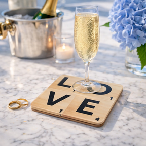 Love Acrylic Coasters, Tile Love with Holder