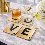 Love Acrylic Coasters, Love with Holder