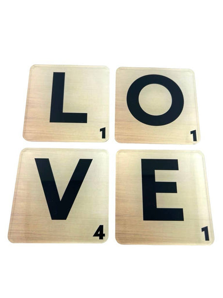 Love Acrylic Coasters, Love with Holder - alternate view