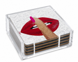 Love Acrylic Coasters, Lips with Holder