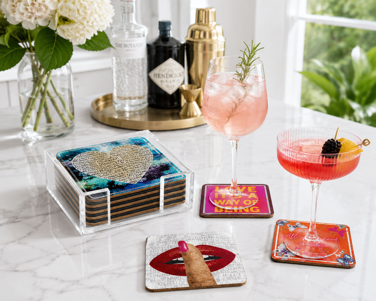 Love Acrylic Coasters, Lips with Holder - view 04