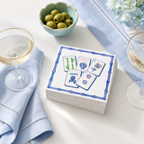 Linen-Feel Lunch Napkins, Preppy Mahjong Tile Pattern