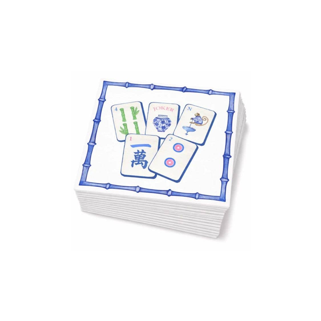 Linen-Feel Lunch Napkins, Preppy Mahjong Tile Pattern - alternate view