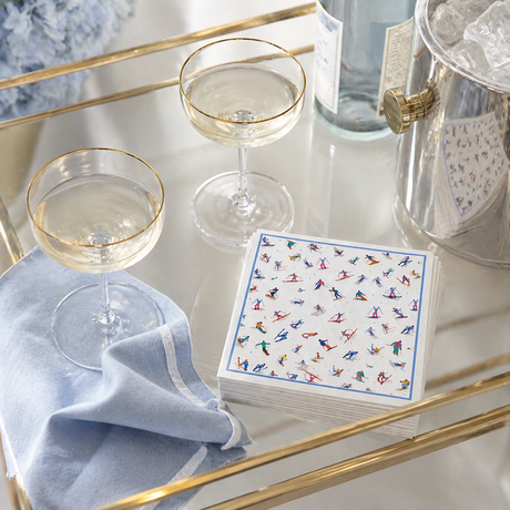 Maven Home Linen-Feel Lunch Napkins, Colorful Skiers Pattern - view 03