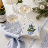 Linen-Feel Lunch Napkins, Blue and White Chinoiserie Christmas Tree - alternate view