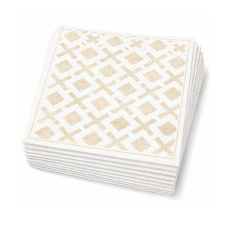 Linen-Feel Lunch Napkins, Neutral Woven Lattice Pattern - alternate view