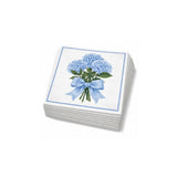 Linen-Feel Lunch Napkins, Blue Hydrangea Bouquet with Bow - alternate view