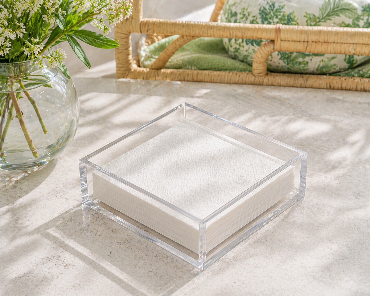 Maven Home clear acrylic lunch and dinner napkin holder