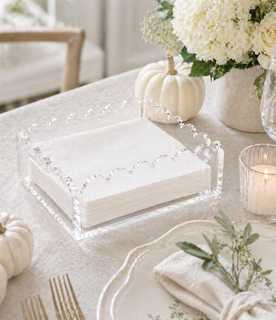 Maven Home Scalloped Acrylic Lunch and Dinner Napkin Holder - view 05