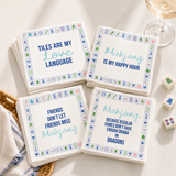 Linen-Feel Cocktail Napkins, Mahjong Assorted Sayings - alternate view