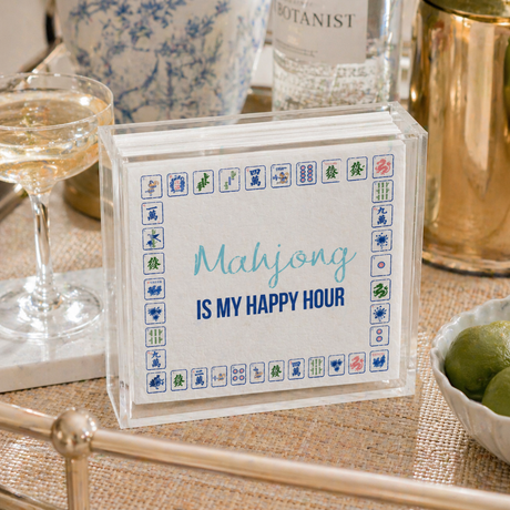 Maven Home Linen-Feel Cocktail Napkins, Mahjong Assorted Sayings - view 04