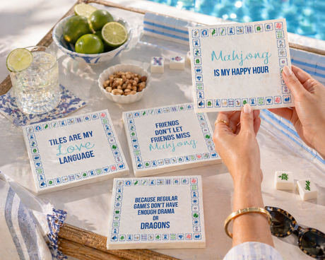 Maven Home Linen-Feel Cocktail Napkins, Mahjong Assorted Sayings - view 06