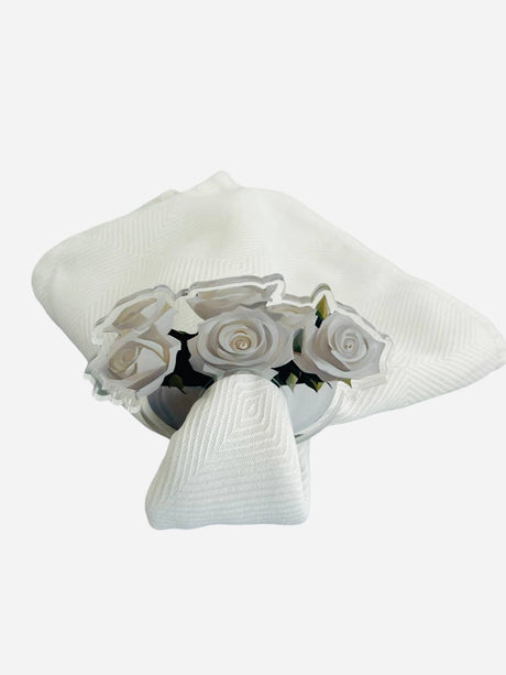 White Rose acrylic napkin rings, set of 4
