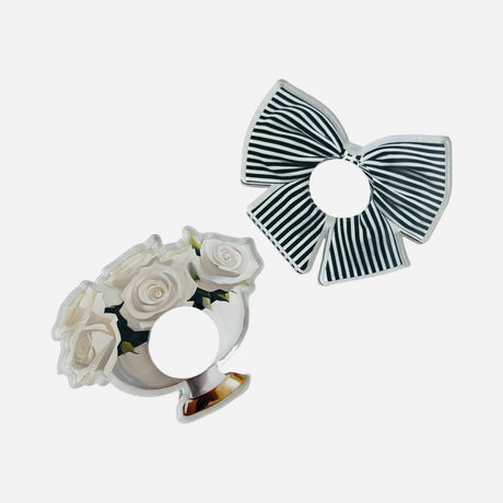 White Rose acrylic napkin rings, set of 4