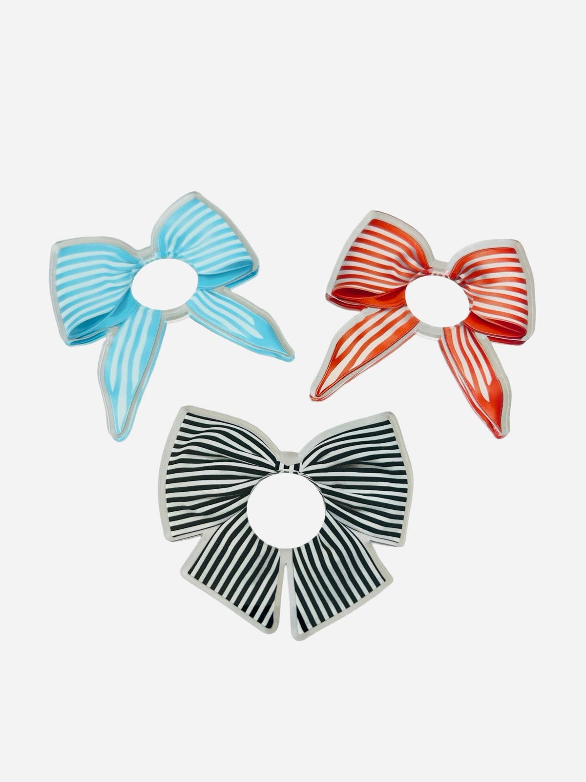 Blue Bow acrylic napkin rings, set of 4