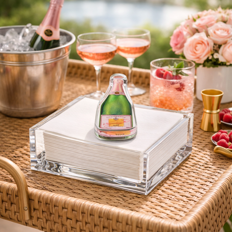 Bubbles Champagne acrylic napkin weight, product photo