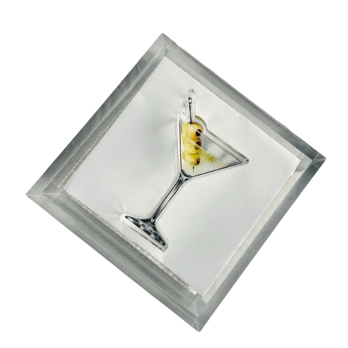 Martini acrylic napkin weight, styled photo