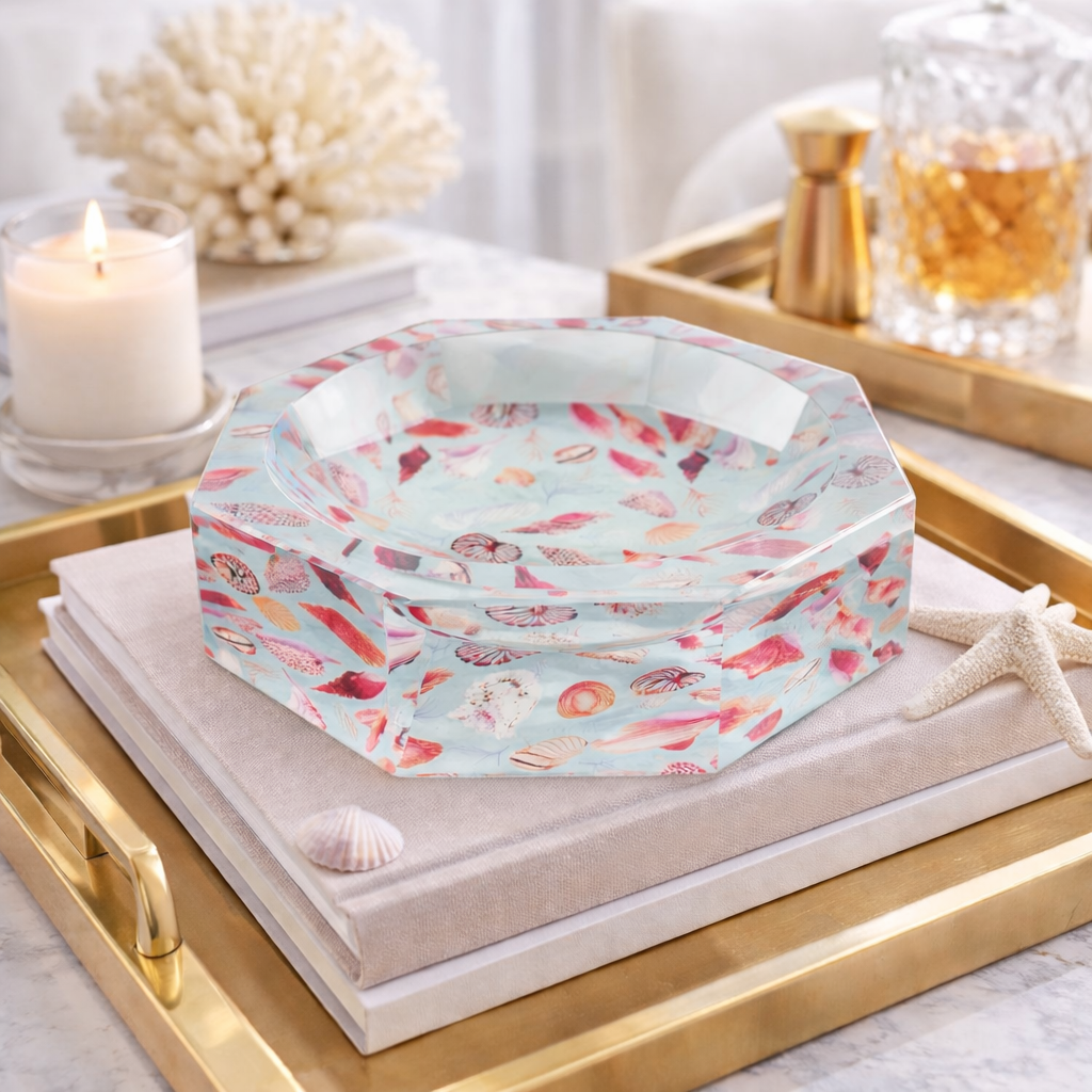Octagonal Acrylic Accent Bowl, Sealife