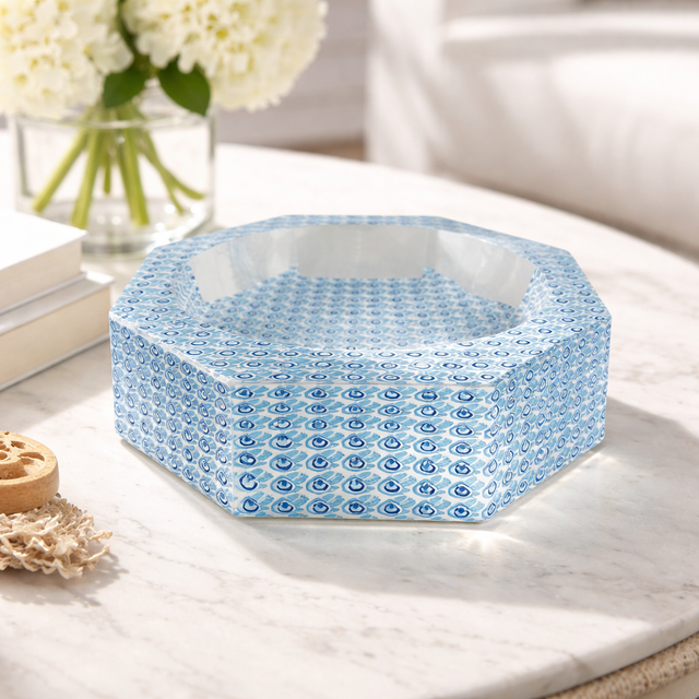 Octagonal Acrylic Accent Bowl, Hamsa Wallpaper