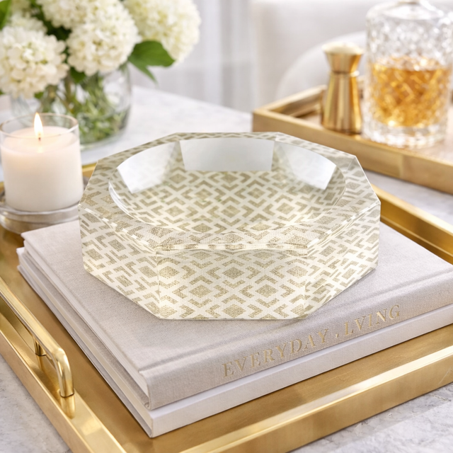 Octagonal Acrylic Accent Bowl, Woven