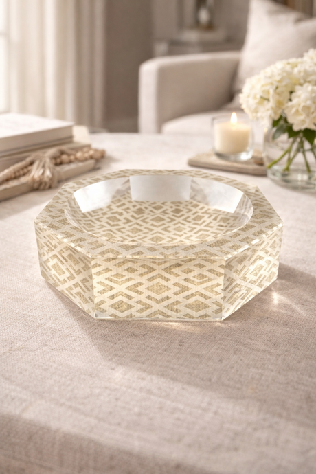 Octagonal Acrylic Accent Bowl, Woven - view 03
