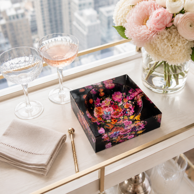 Decorative Acrylic Bowl, Elegant Floral, Petit — photo 1