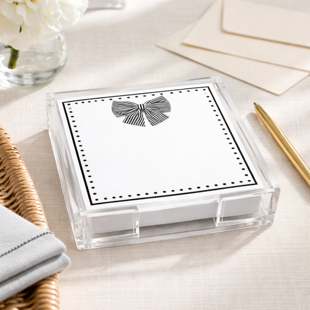 Maven Home Black Bow acrylic notepad holder