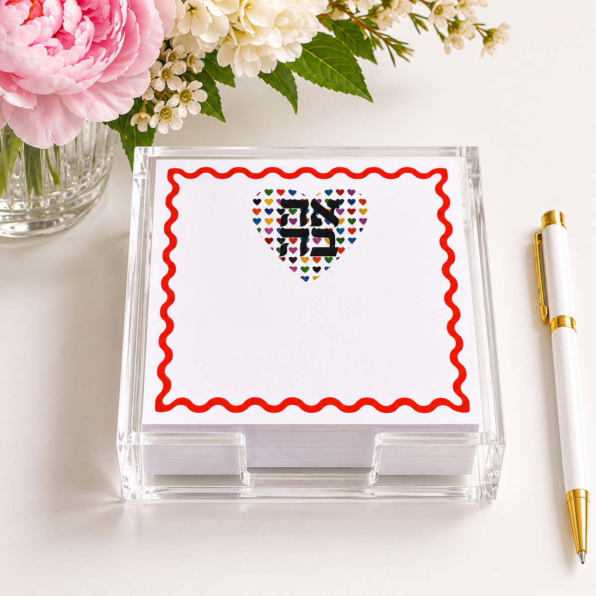 Maven Home Ahava Heart acrylic notepad holder alternate view