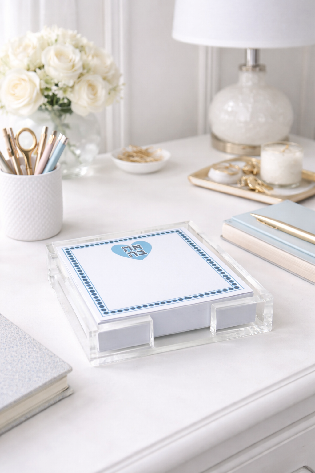 Maven Home Ahava Aqua acrylic notepad holder