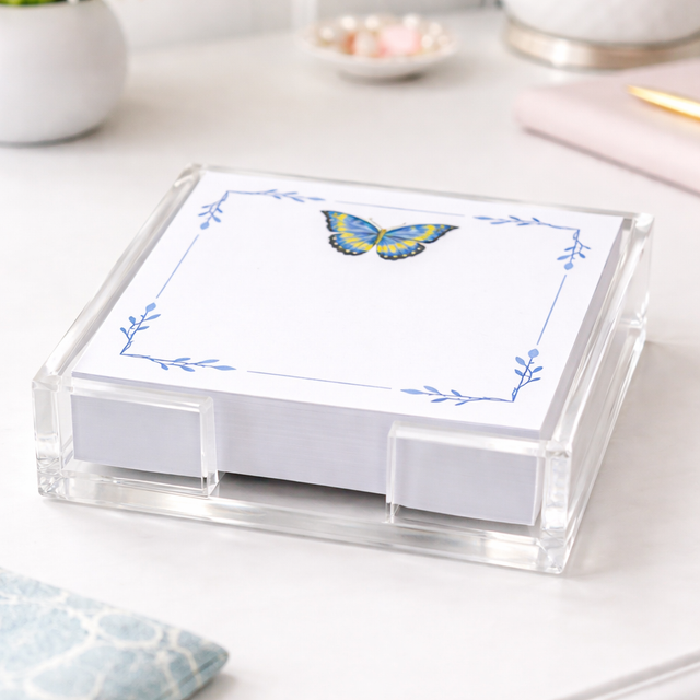 Maven Home Butterfly Blues acrylic notepad holder