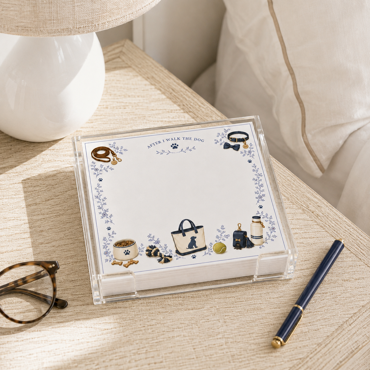 Proper Dogs Acrylic Notepad Holder Set