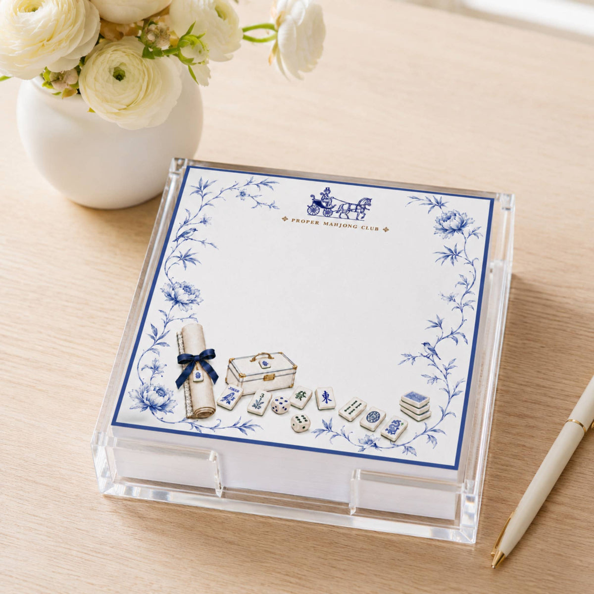 Proper Mahjong Acrylic Notepad Holder Set