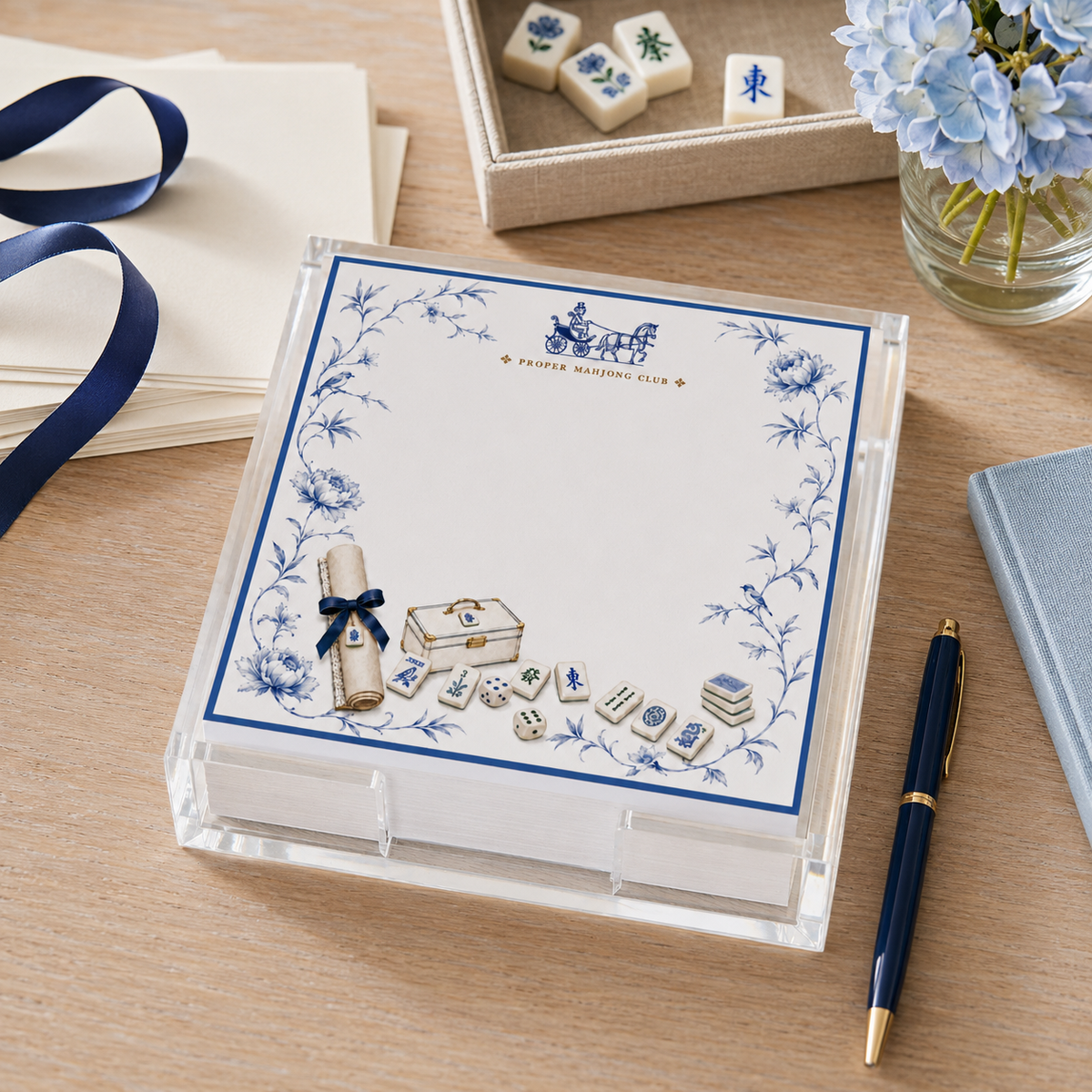 Proper Mahjong Acrylic Notepad Holder Set