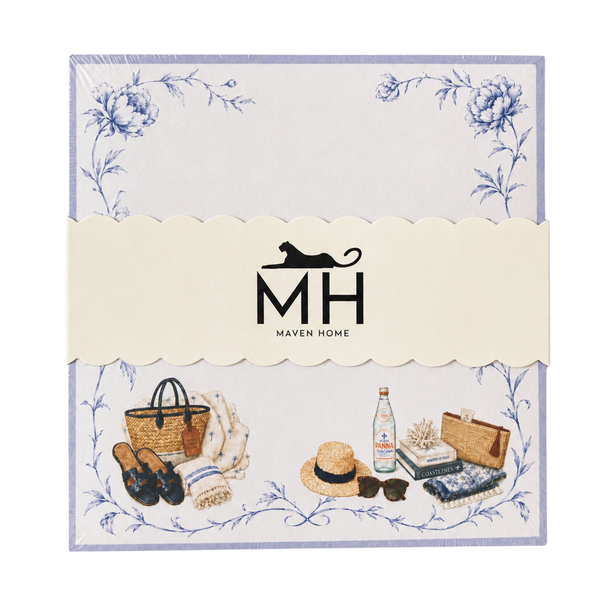 Proper Beach Club notepad refill in shrink wrap with the scalloped MH Maven Home band