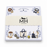 After I Walk the Dog notepad in its MH band with a leash, collar, dog tote, bowl and tennis ball