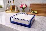 Maven Home indigo blue scalloped acrylic cocktail napkin holder