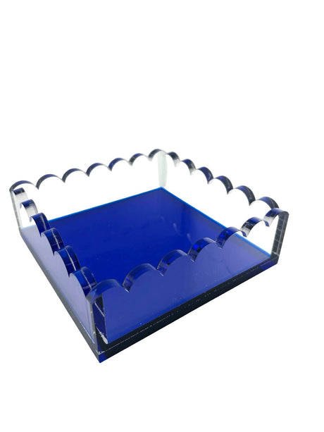 Scalloped Acrylic Cocktail Napkin Holder, Indigo Blue - view 03