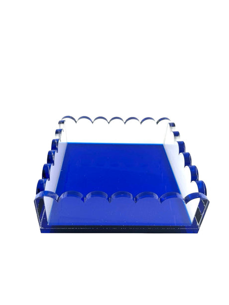 Scalloped Acrylic Cocktail Napkin Holder, Indigo Blue - view 04