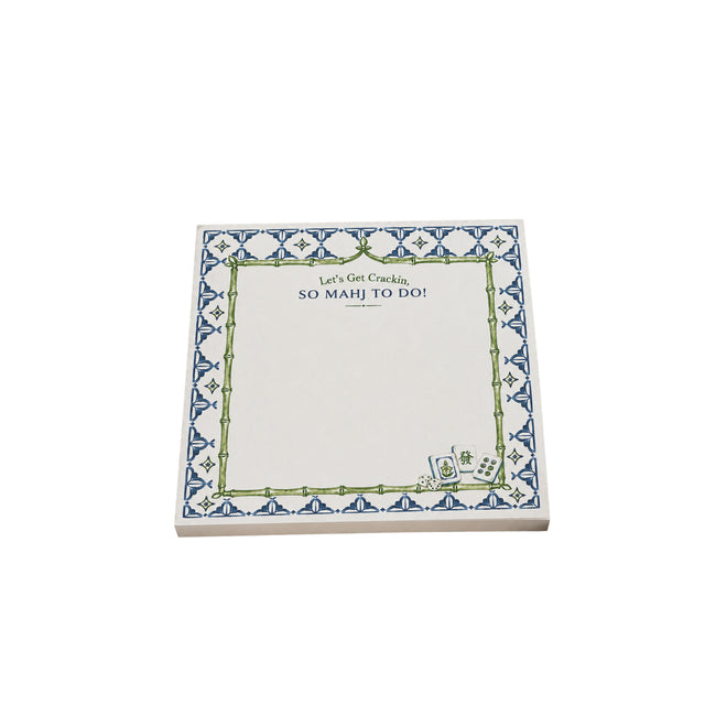 Let's Get Crackin, So Mahj to Do! 5x5 notepad refill with bamboo frame and mahjong tiles