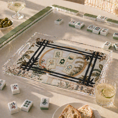 Clear Acrylic Serving Tray, Bamboo Lotus Mahjong — Maven Home