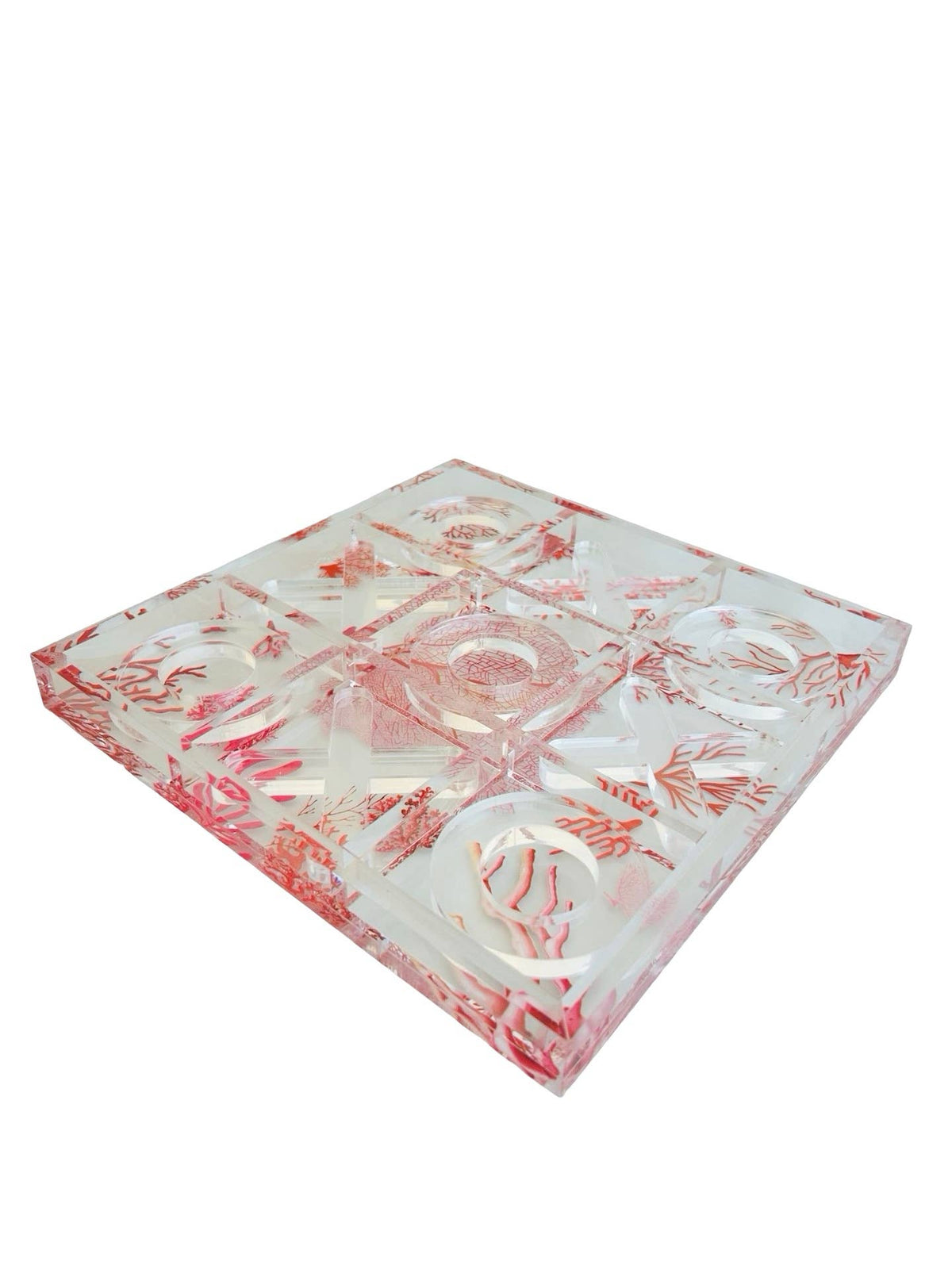 Acrylic Tic-Tac-Toe Game, Coral Design - view 03