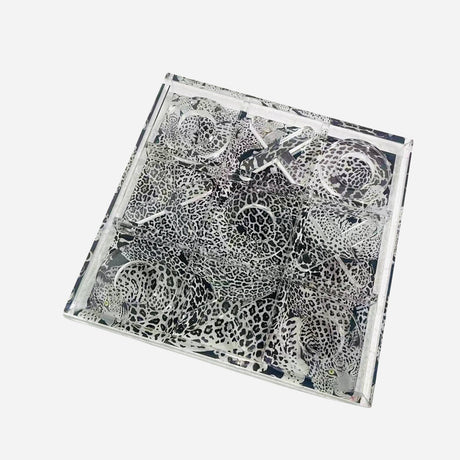 Acrylic Tic-Tac-Toe Game, Leopard Design - alternate view