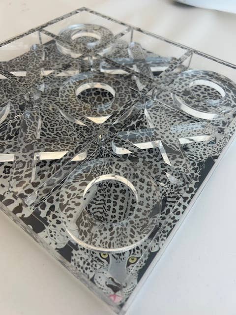 Acrylic Tic-Tac-Toe Game, Leopard Design - view 03