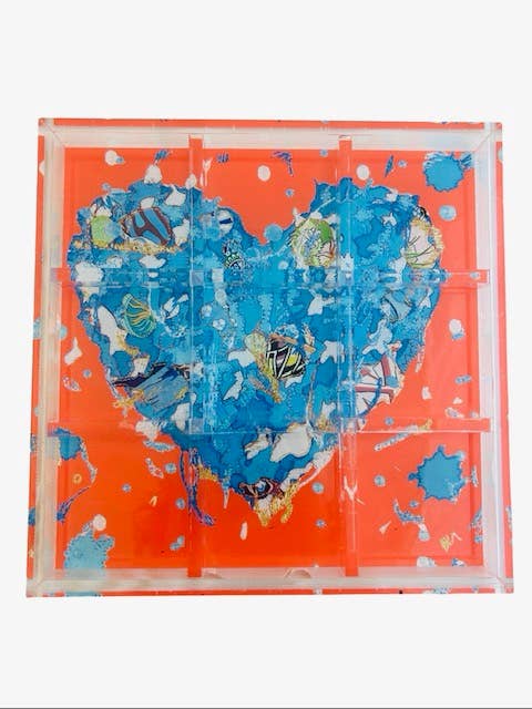Acrylic Tic-Tac-Toe Game, Orange Love - view 04