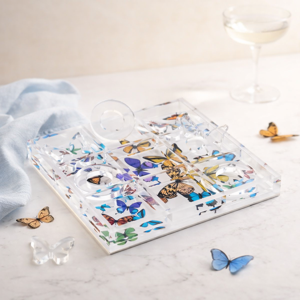 Acrylic Tic-Tac-Toe Game, Butterfly - alternate view