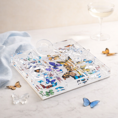 Acrylic Tic-Tac-Toe Game, Butterfly - alternate view