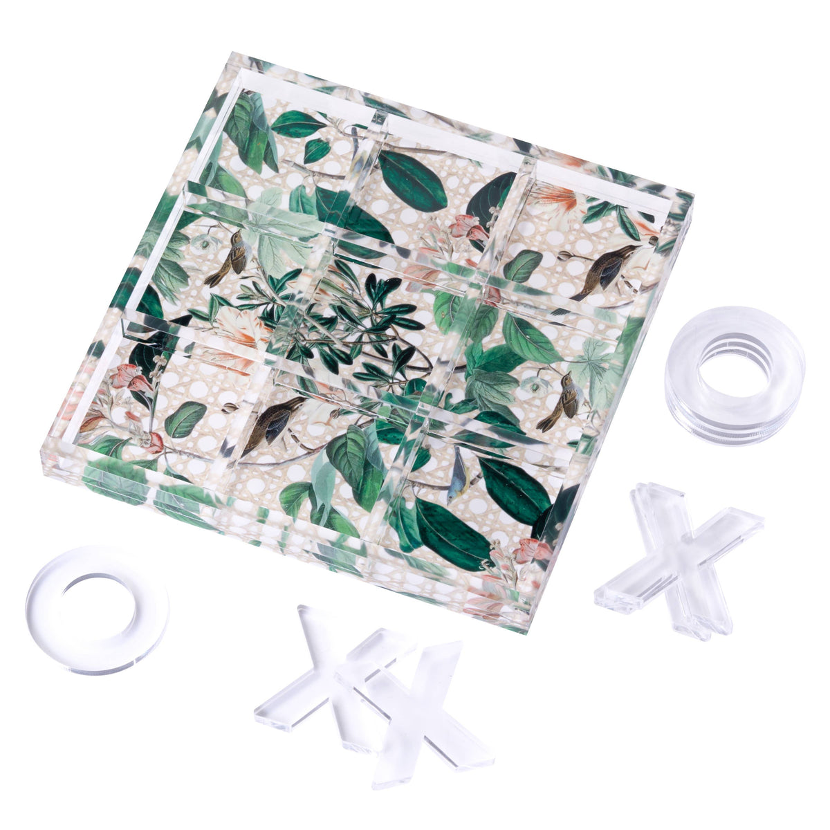 Acrylic Tic-Tac-Toe Game, Tropical Rattan - alternate view