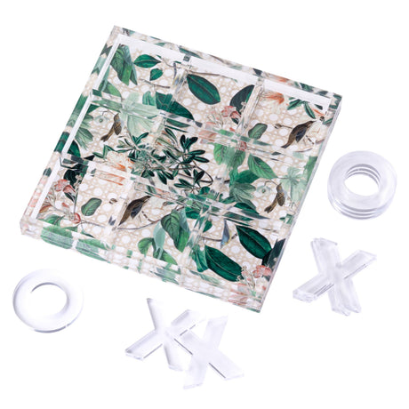 Acrylic Tic-Tac-Toe Game, Tropical Rattan - alternate view