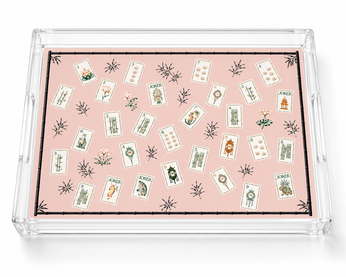 Acrylic Vanity Tray, Mahjong Pink Lotus - view 03