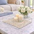 Acrylic Vanity Tray, Neutral Woven Geometric Pattern